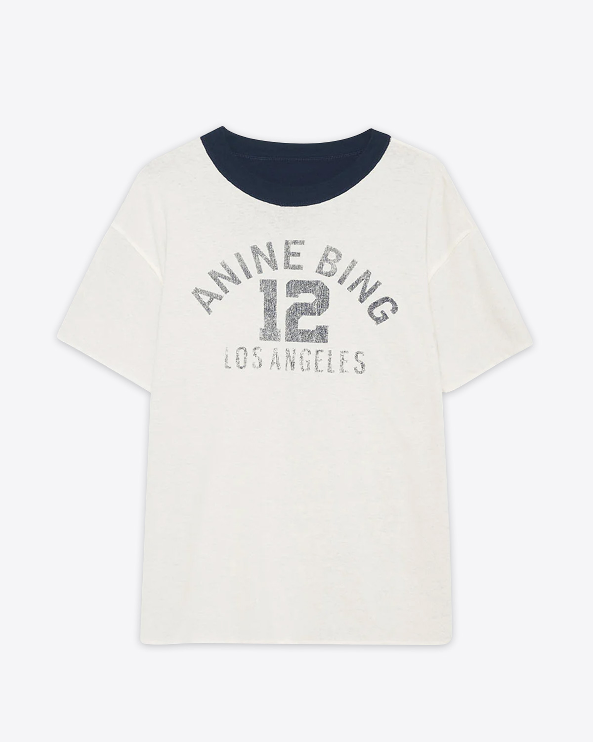 Tee-Shirt Anine Bing Toni Reversible Bleu Marine Blanc
