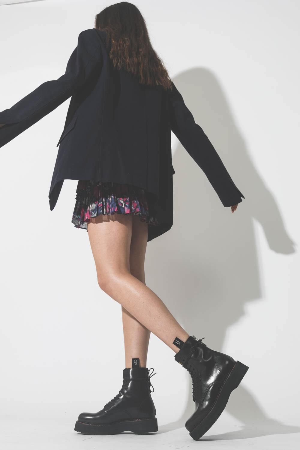 Veste Denimist en toile marine. Porté dos. 