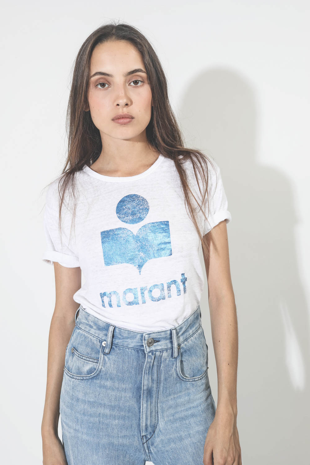 Tee-shirt Koldi logo blue Isabel Marant Etoile. Face.