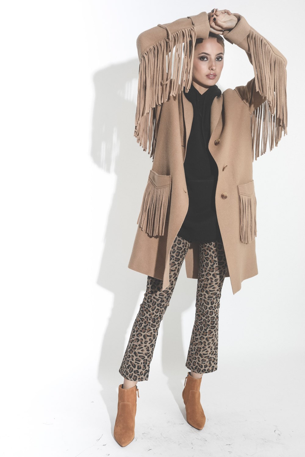 Image du produit R13 Denim Pré Collection Fringe Raw Cut Coat - Camel - 4