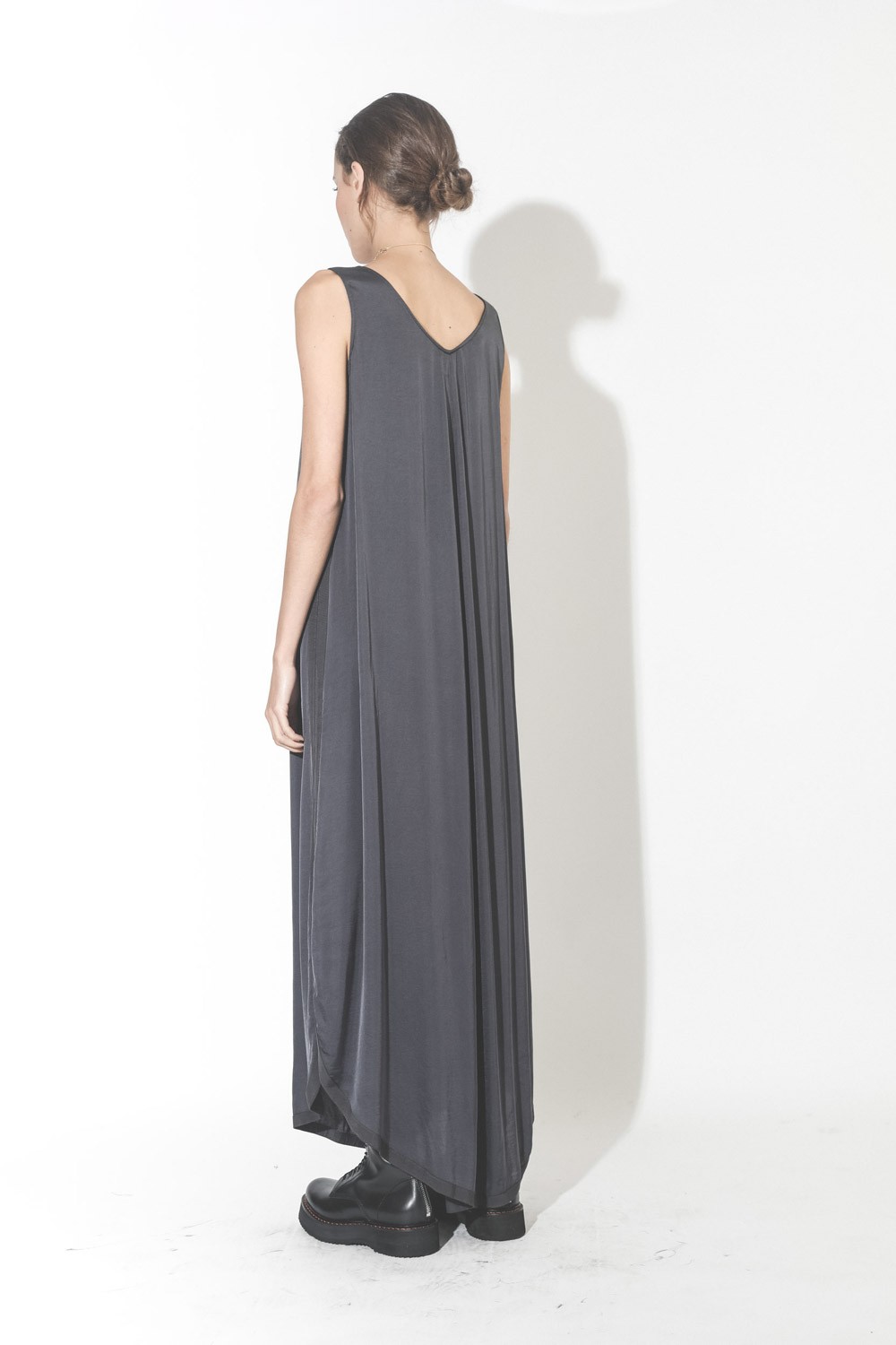 Image du produit Raquel Allegra Grosgrain Maxi Dress - Slate   - 3