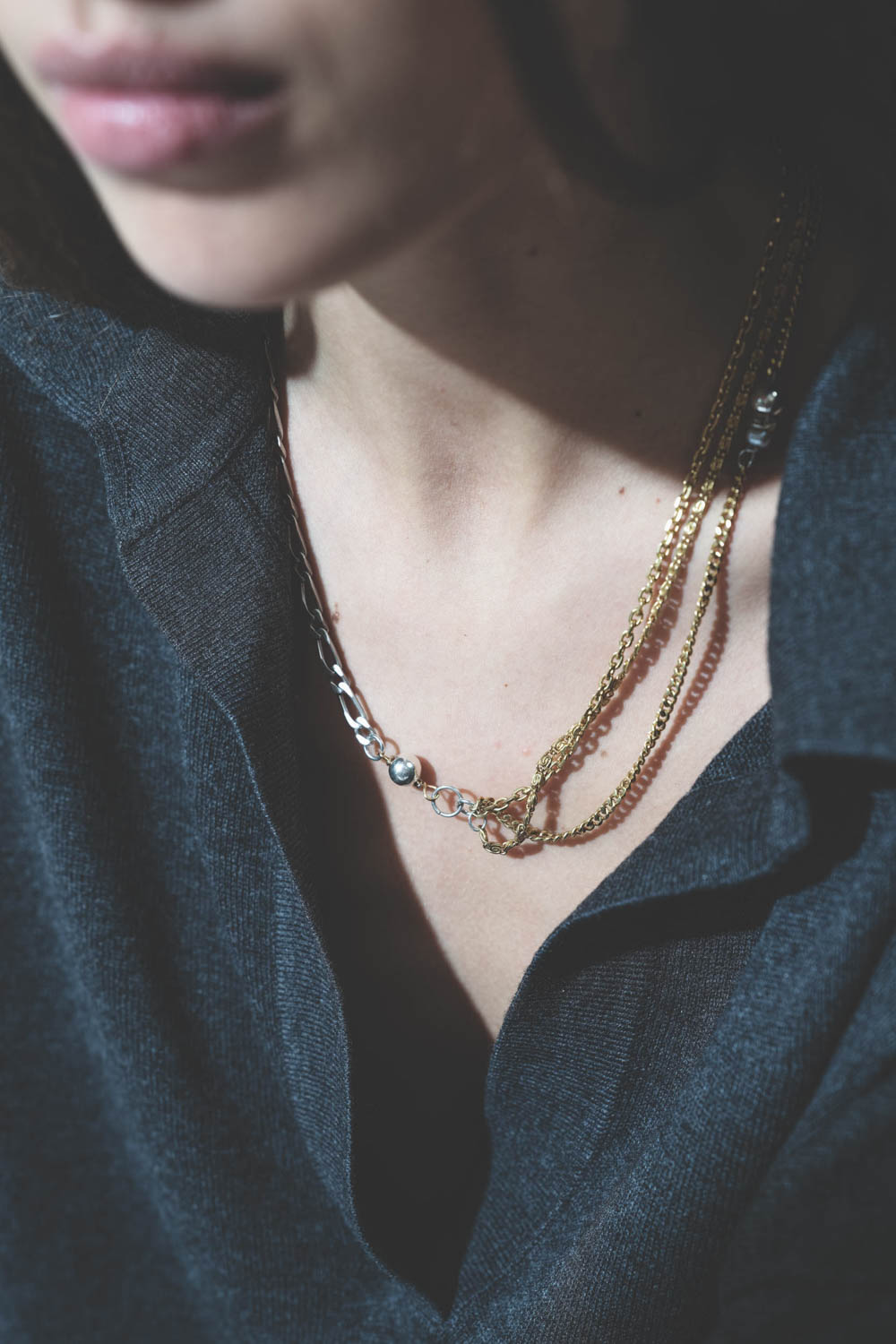 Anicet Collier Chaines et Perles 1 – Argent et Plaqué Or