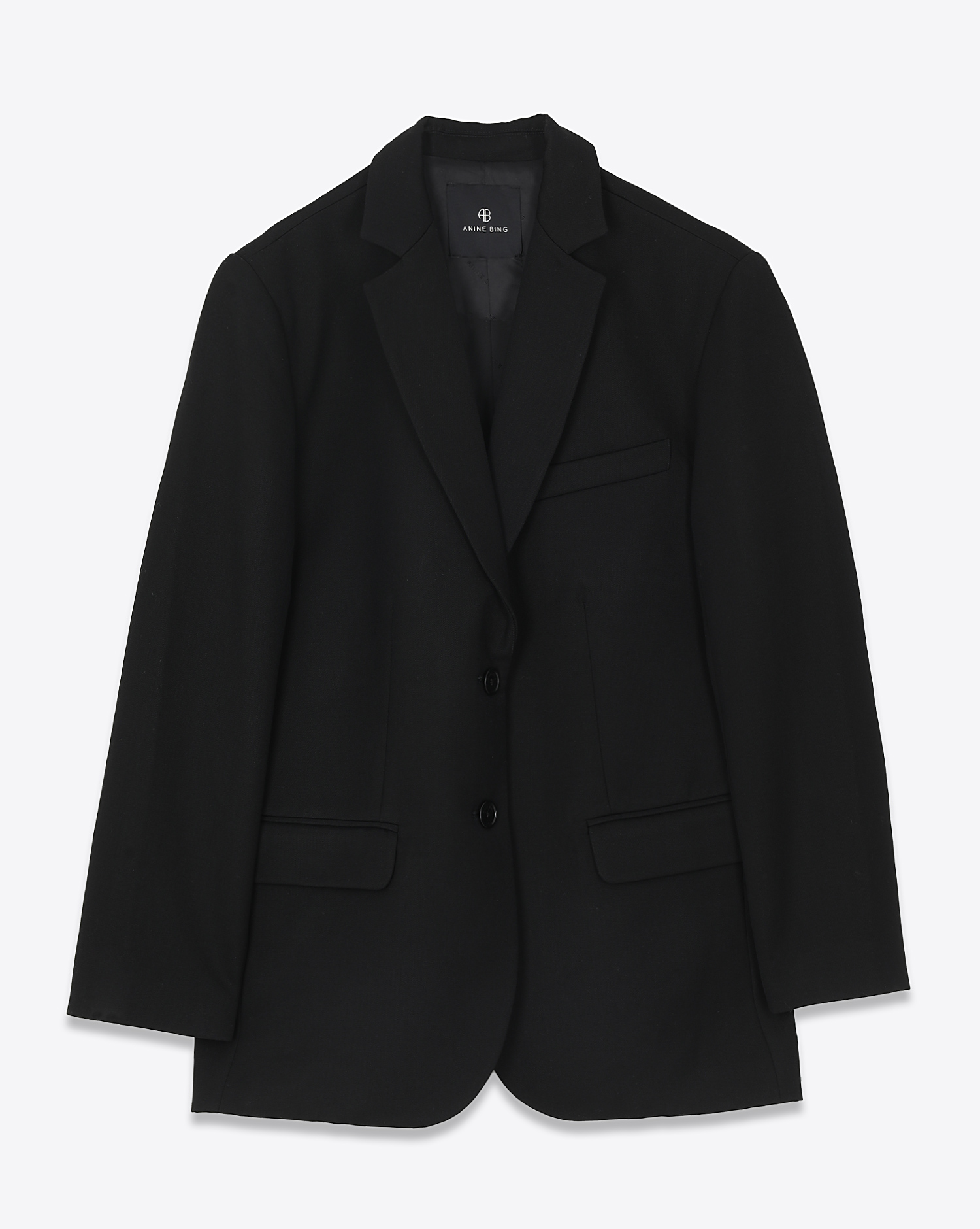 Blazer noir en laine froide Quinn Anine Bing. Face.