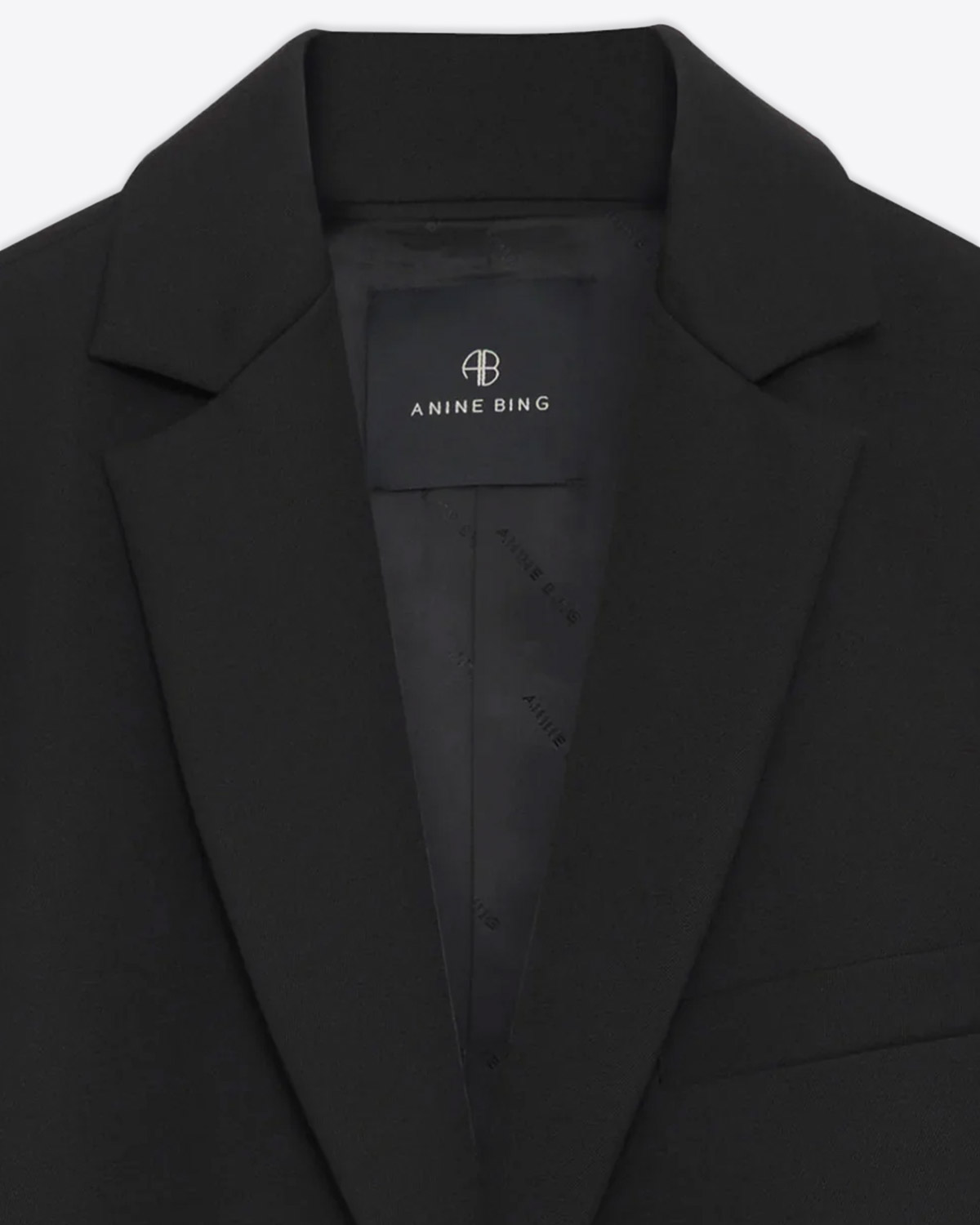 Blazer noir en laine froide Quinn Anine Bing. Face.