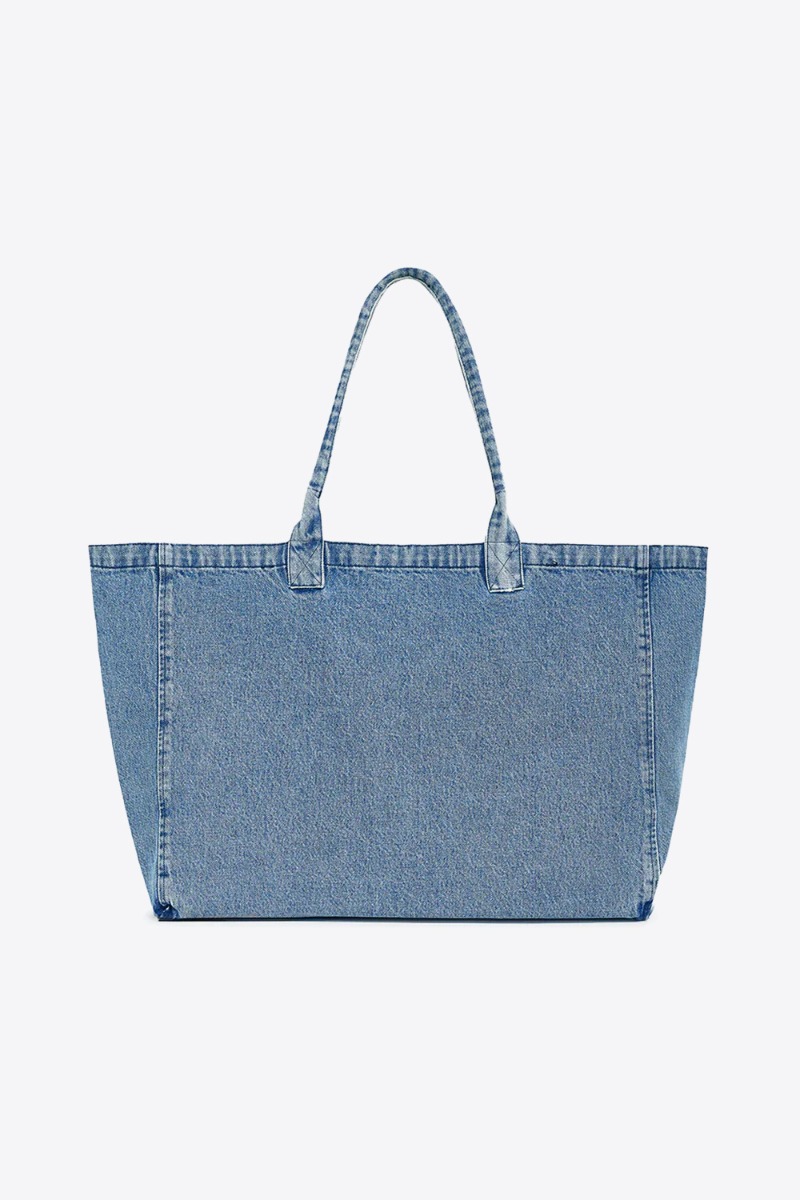 Produit Cabas Leo Denim Tote Anine Bing en toile de coton bleu délavé. Vue de dos.