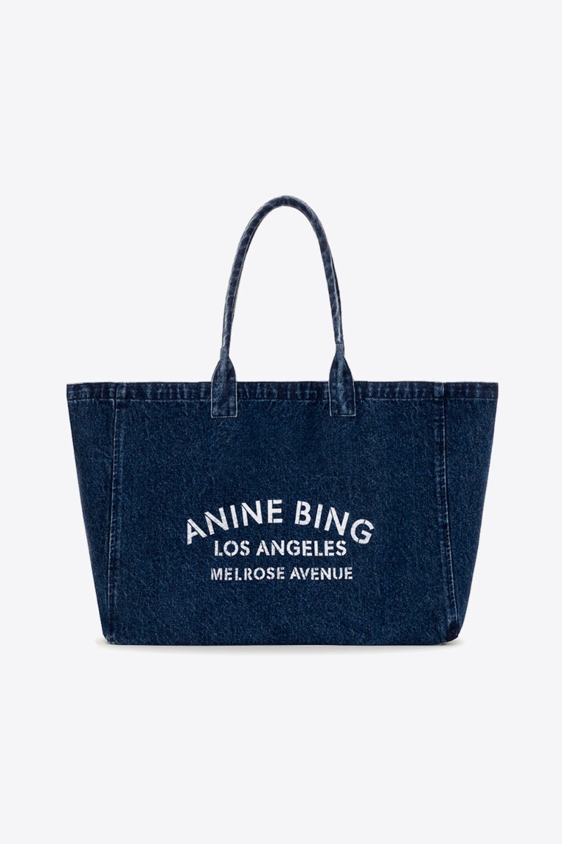 Anine Bing Cabas Leo en Toile – Denim Bleu Ink