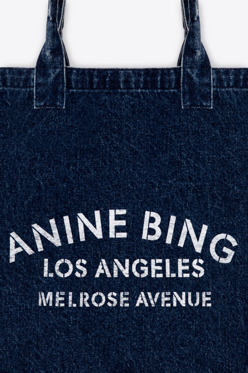 Anine Bing Cabas Leo en Toile – Denim Bleu Ink