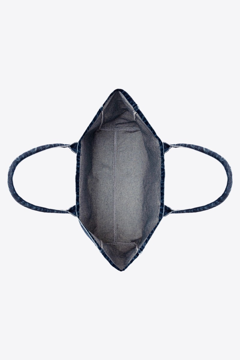 Sac cabas Leo Anine Bing en denim bleu foncé vue de l'intérieur.