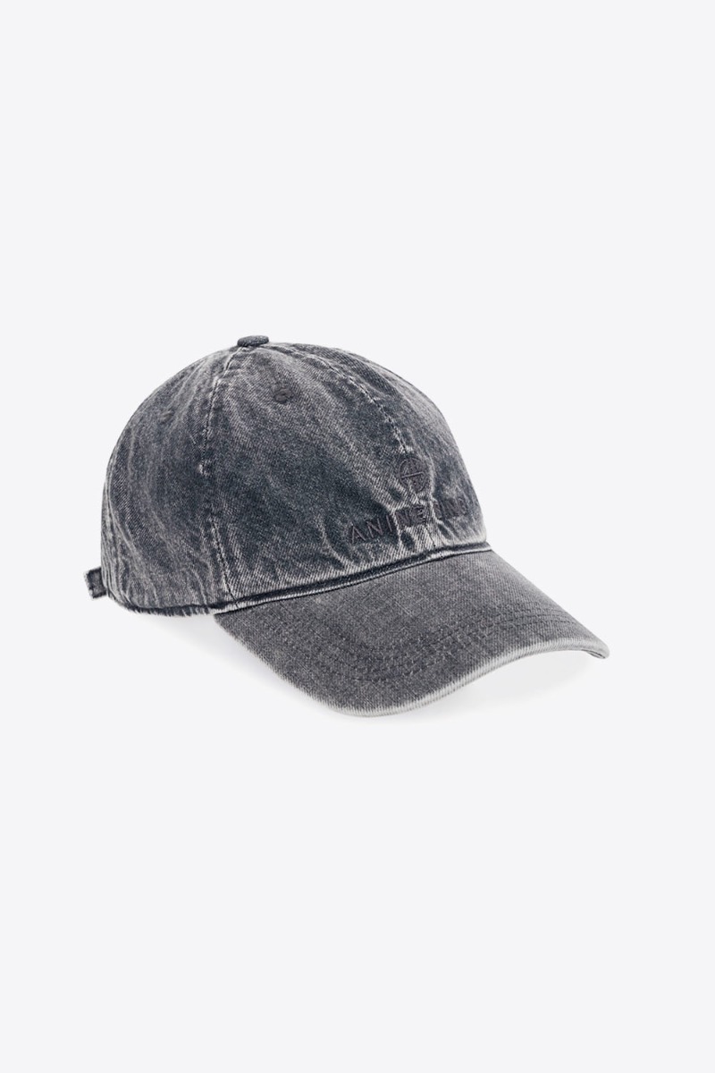 Casquette Jeremy Baseball Anine Bing en denim gris d&eacute;lav&eacute;. Vue de profil.