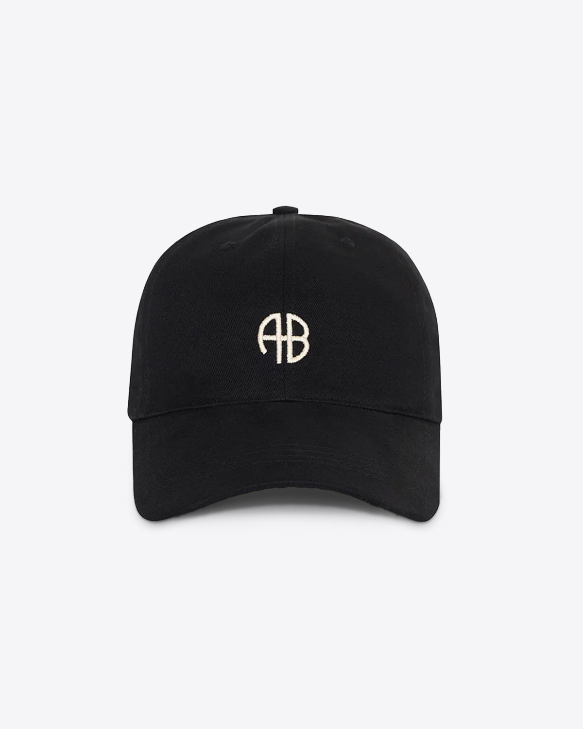 Casquette de Baseball en toile noir logo AB brodé blanc Jeremy Anine Bing Face.