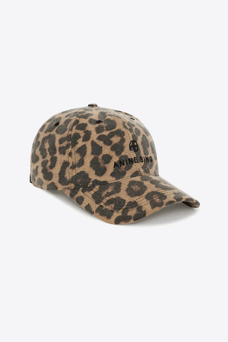 Produit Casquette Jeremy Anine Bing en coton marron et beige imprimé léopard. Vue de face.