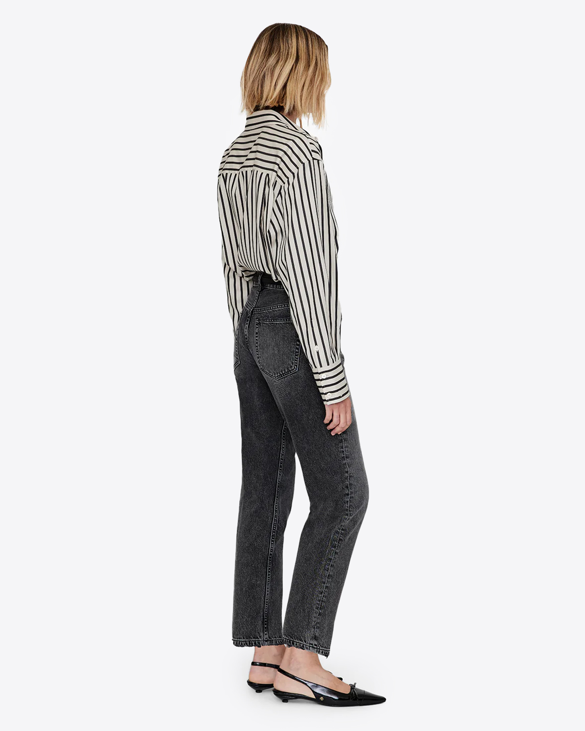 Chemise manches longues Plaza Anine Bing à rayures . Vue profil.