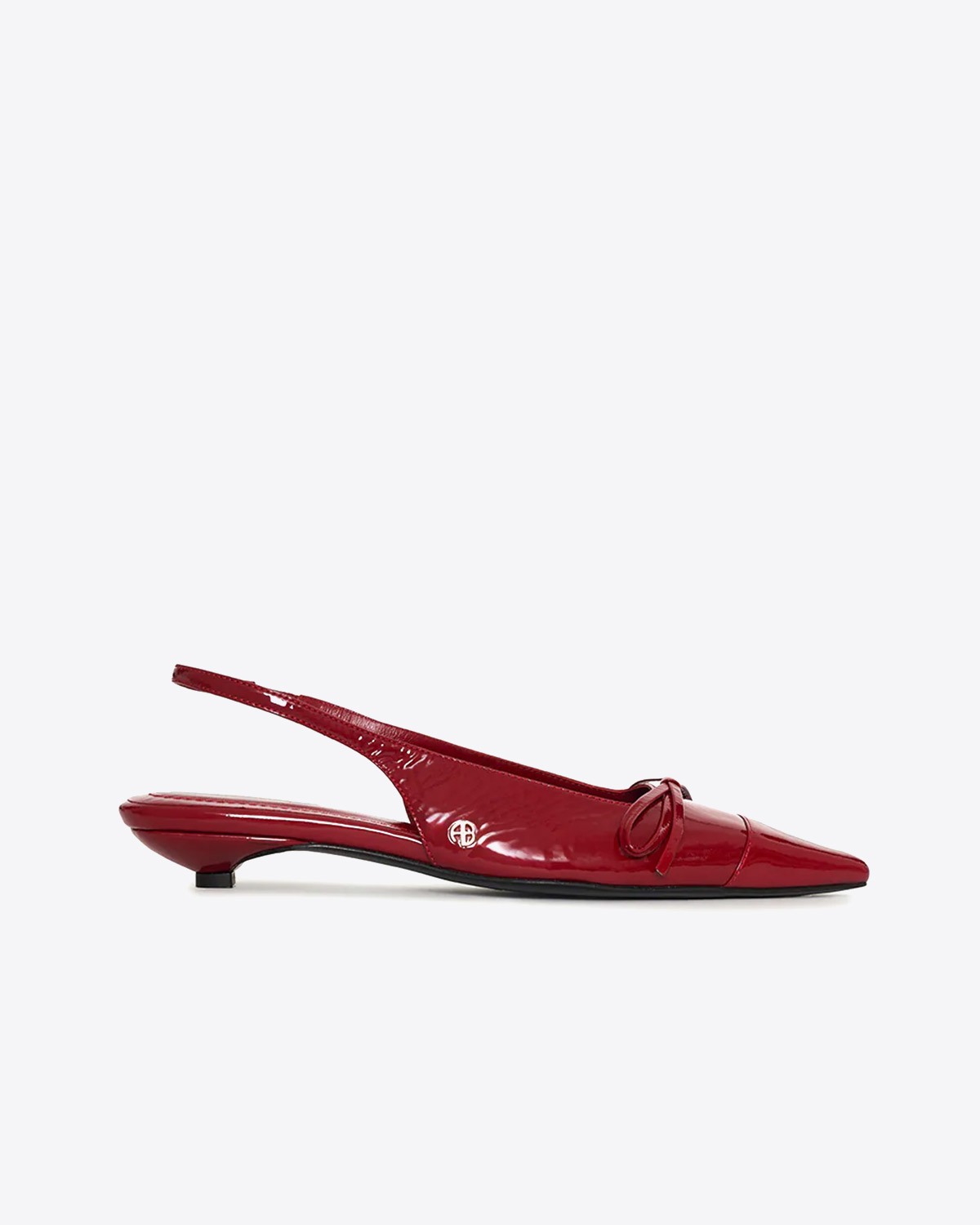 Chaussures escarpins Zoey Anine Bing en cuir vernis rouge. Vue profil. 