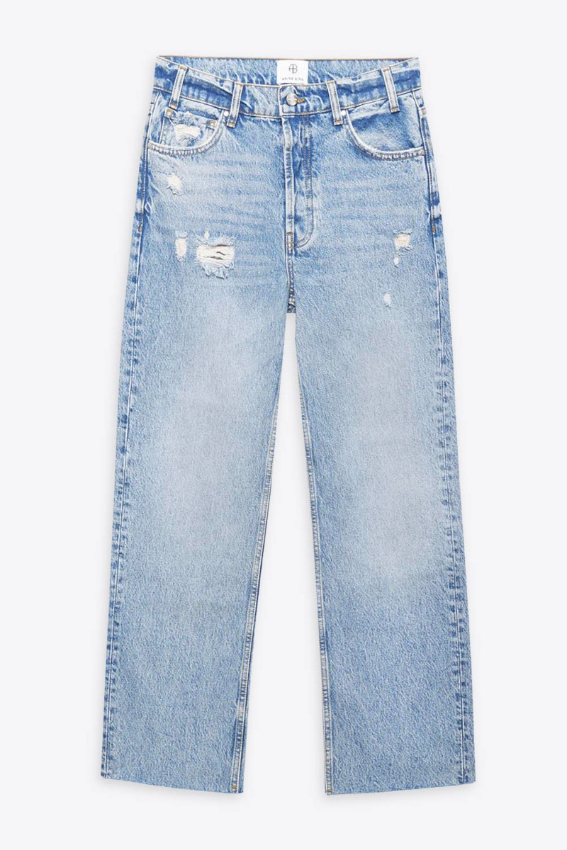 Jean droit Gavin bleu Anine Bing en denim bleu clair &laquo; Blue Reservoir &raquo;, vu de face.