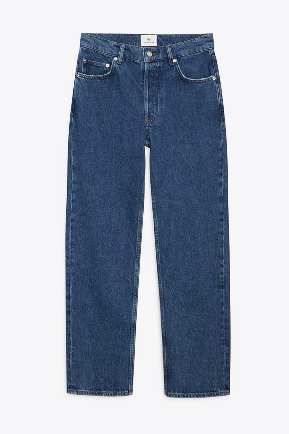 Produit Jean Kate Anine Bing en denim bleu. Vue face. 