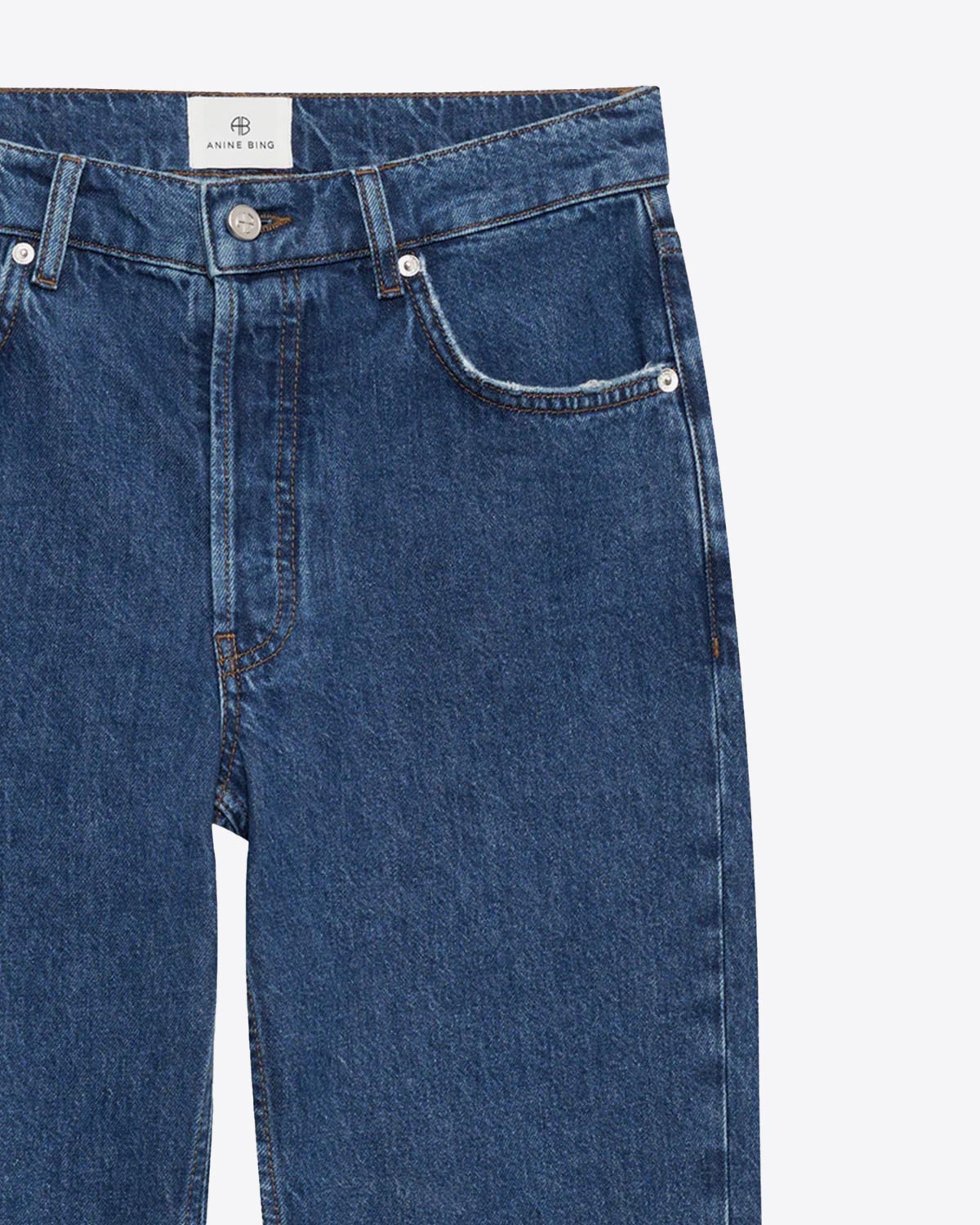 Jean Kate Anine Bing en denim bleu. Vue face. 