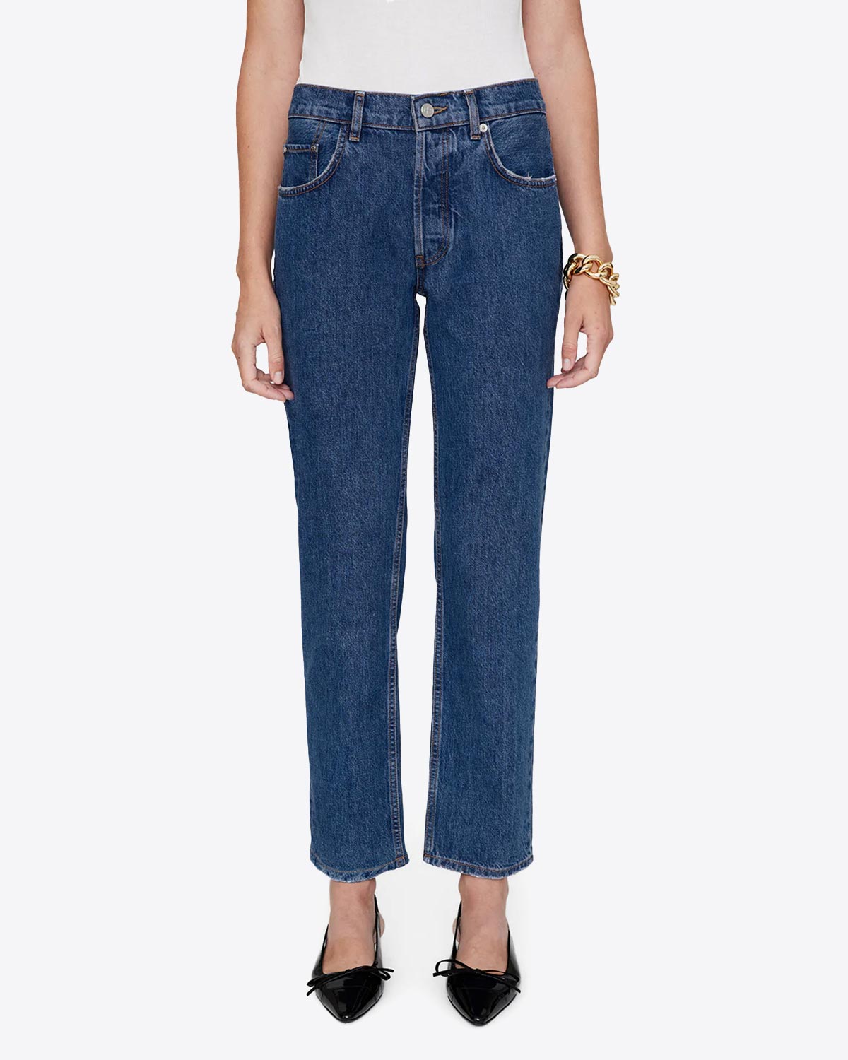 Jean Kate Anine Bing en denim bleu. Vue face. 