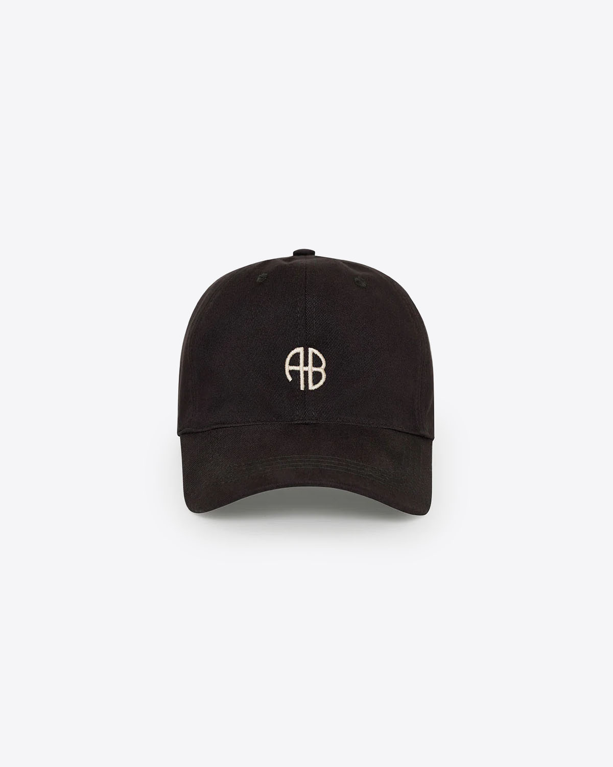 Casquette en toile noire délavé logo AB Jeremy Anine Bing. Face.