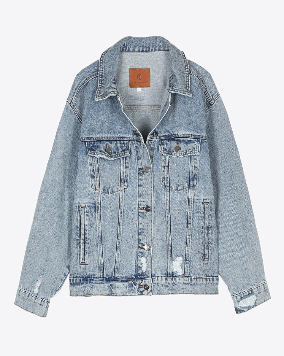 Veste Rory Jacket Anine Bing en denim bleu clair &laquo; vintage blue &raquo;, vue de face.