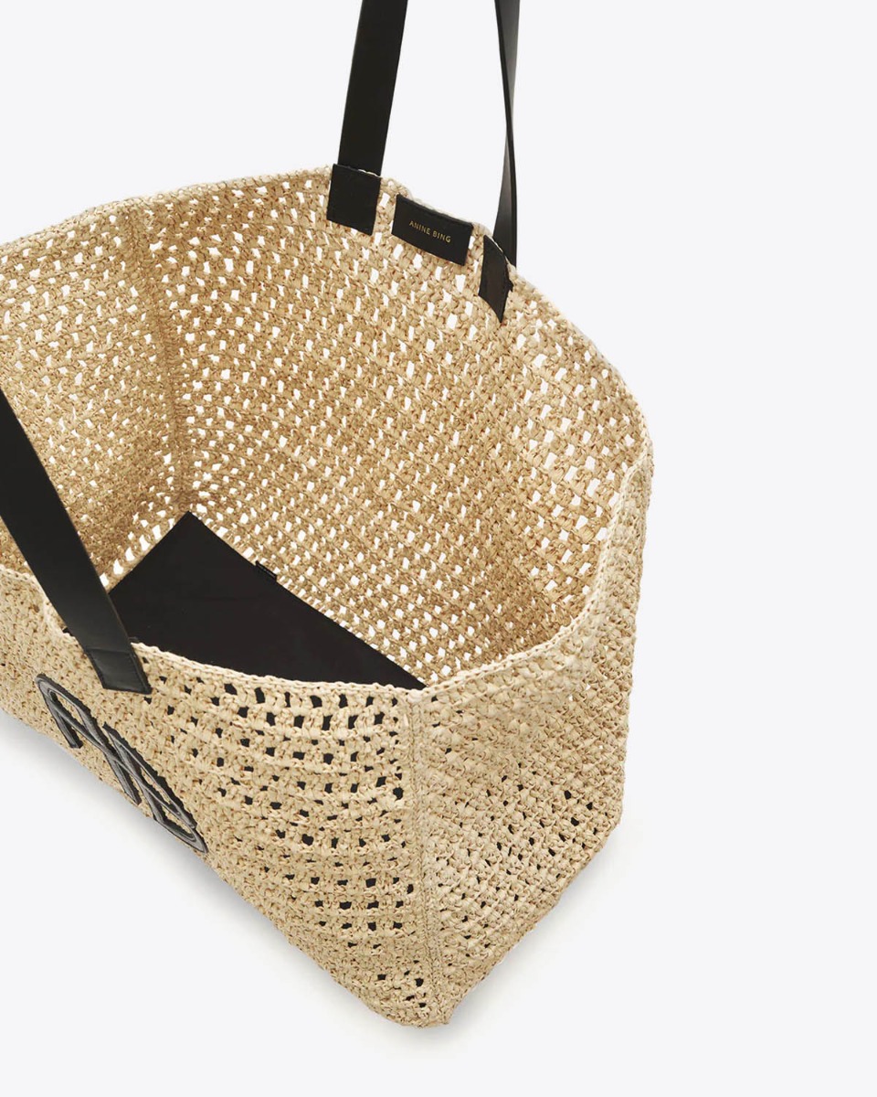 Sac large Rio Anine Bing tiss&eacute; naturel. D&eacute;tail de l'int&eacute;rieur.