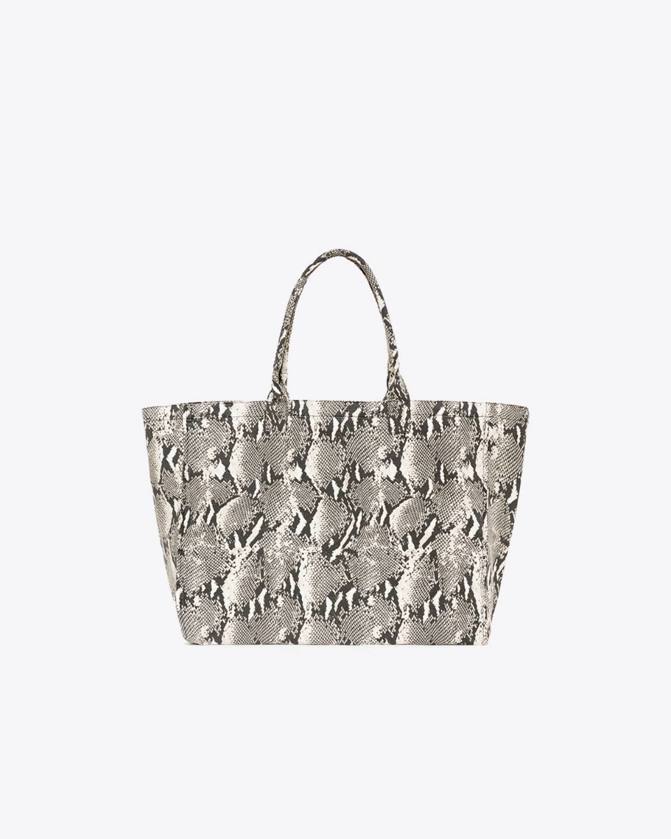 Cabas Leo Anine Bing en toile de coton imprim&eacute; python gris, vu de dos.
