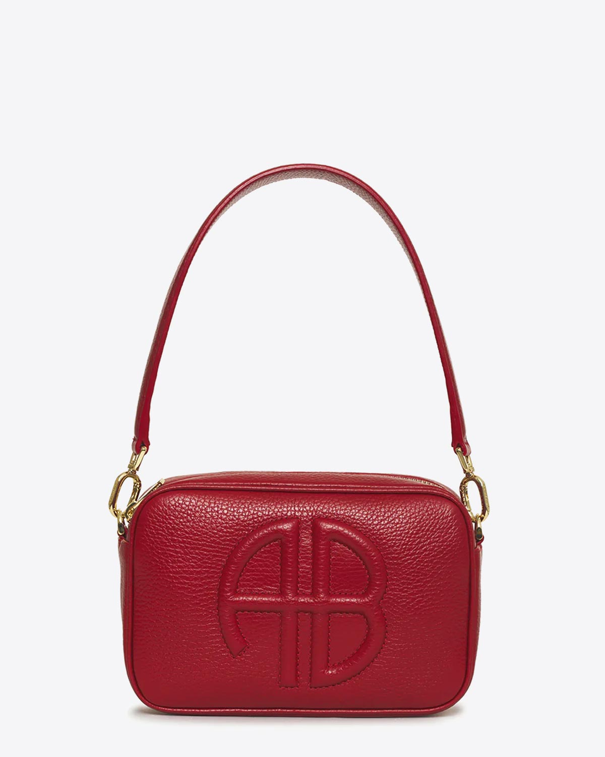 Sac rectangulaire Lili Anine Bing en cuir grainé rouge. vue face.