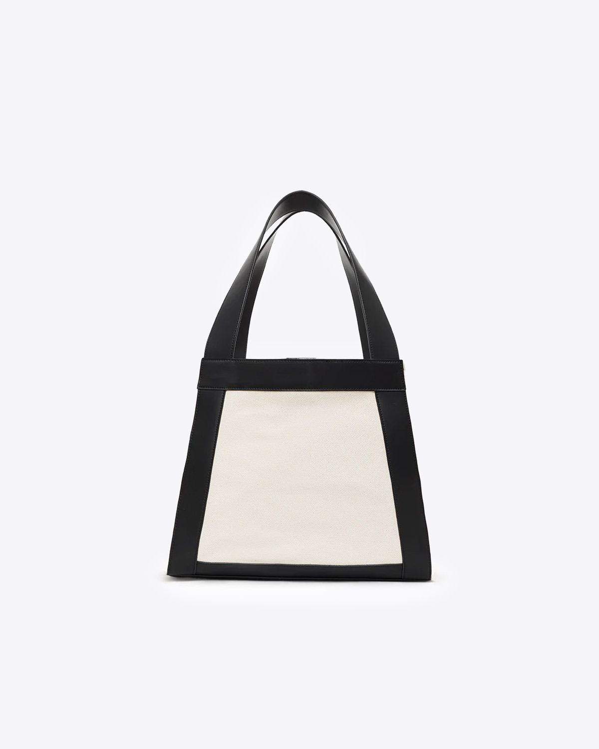 Sac cabas Cara Anine Bing en coton blanc avec logo monogramme noir. Vue dos. 