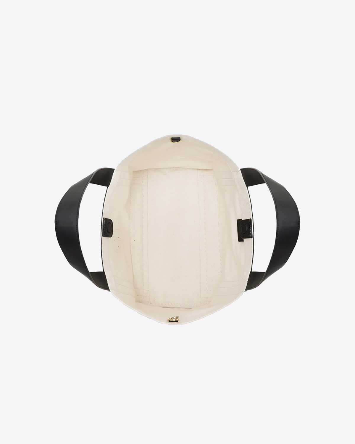 Sac cabas Cara Anine Bing en coton blanc avec logo monogramme noir. Vue intérieure. 