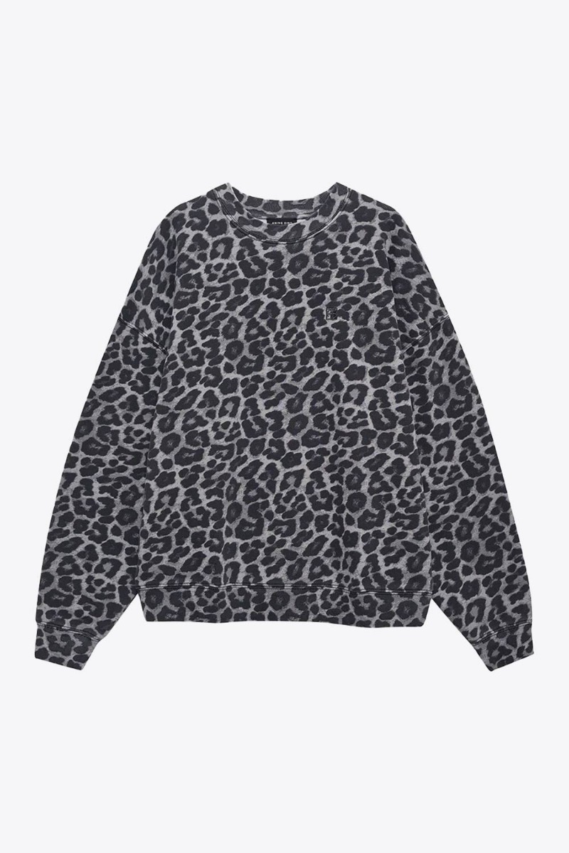 Produit Sweat-shirt Miles Anine Bing en coton imprimé léopard. Vue de face.