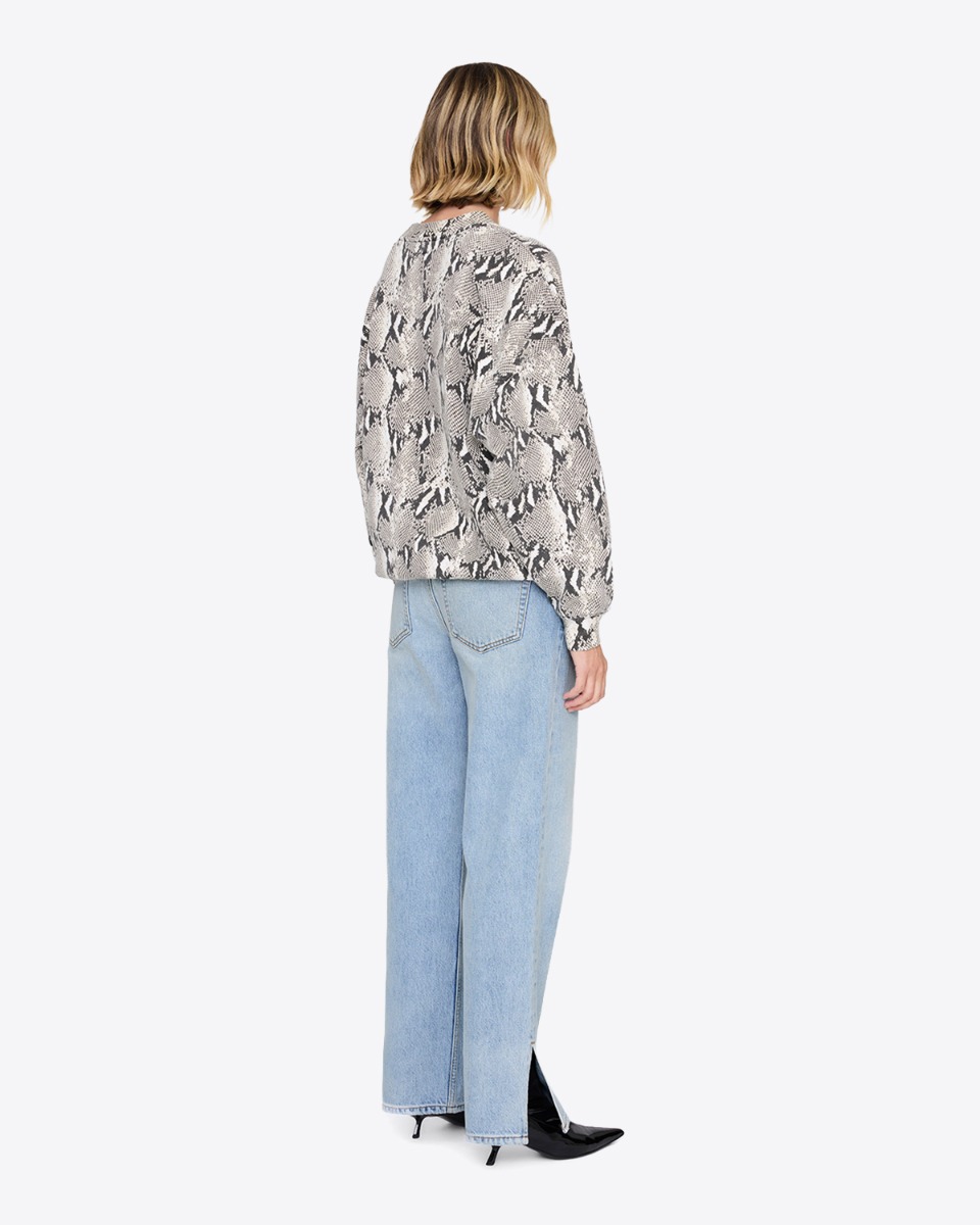 Sweatshirt Miles Anine Bing en coton imprim&eacute; python, port&eacute; de dos.