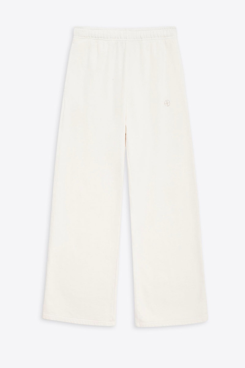 Pantalon de jogging large Kacey Anine Bing en coton cr&egrave;me. Vue de face.