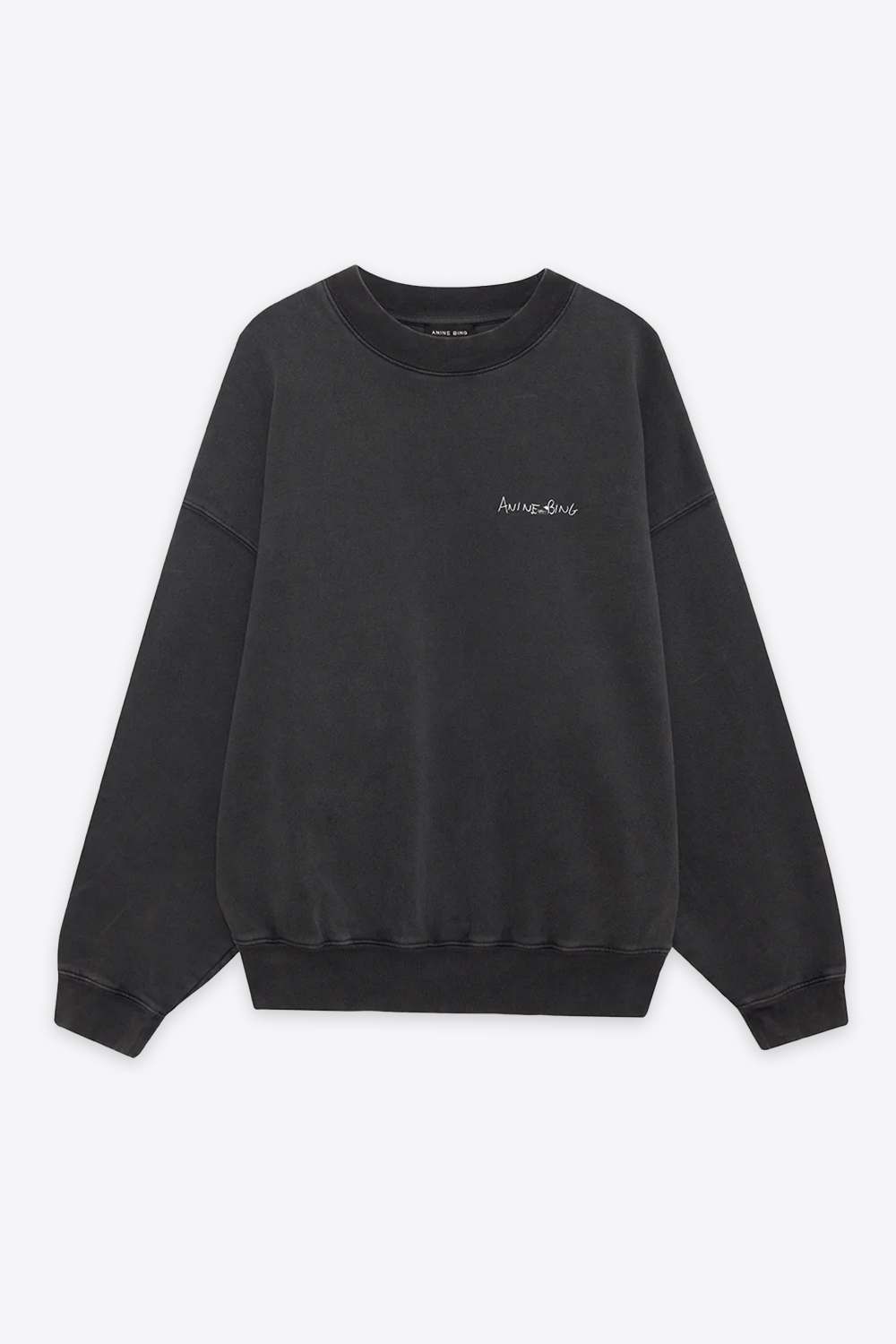 Produit Sweatshirt manches longues Jaci Lyrics Anine Bing en coton noir délavé. Vue face. 
