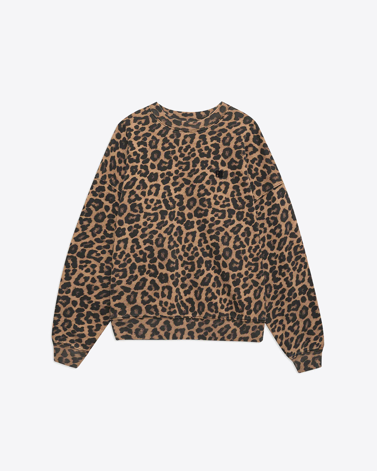 Produit Sweatshirt manches longues Miles Anine Bing en coton marron léopard. 
