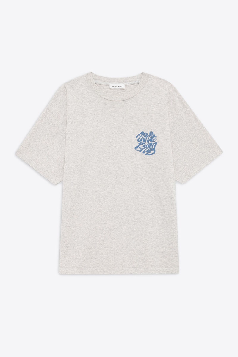 Anine Bing Tee-Shirt Cade – Waves Gris Clair