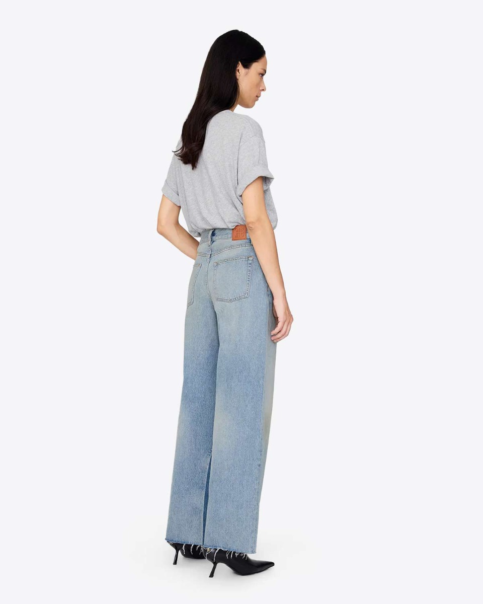 T-shirt Cohen tee Los Angeles Tencil Anine Bing en jersey de coton gris chiné porté de dos.