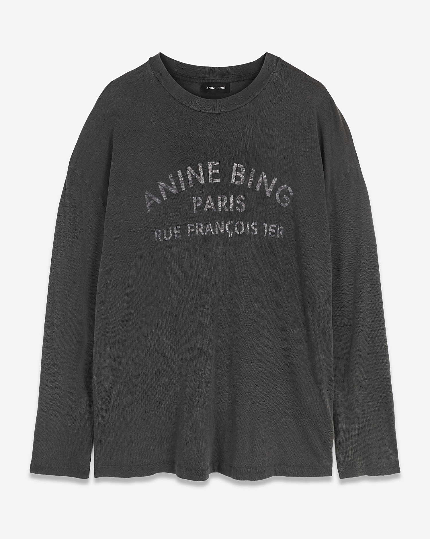 Anine Bing Tee-Shirt Ivan – Paris Stencil Noir Délavé