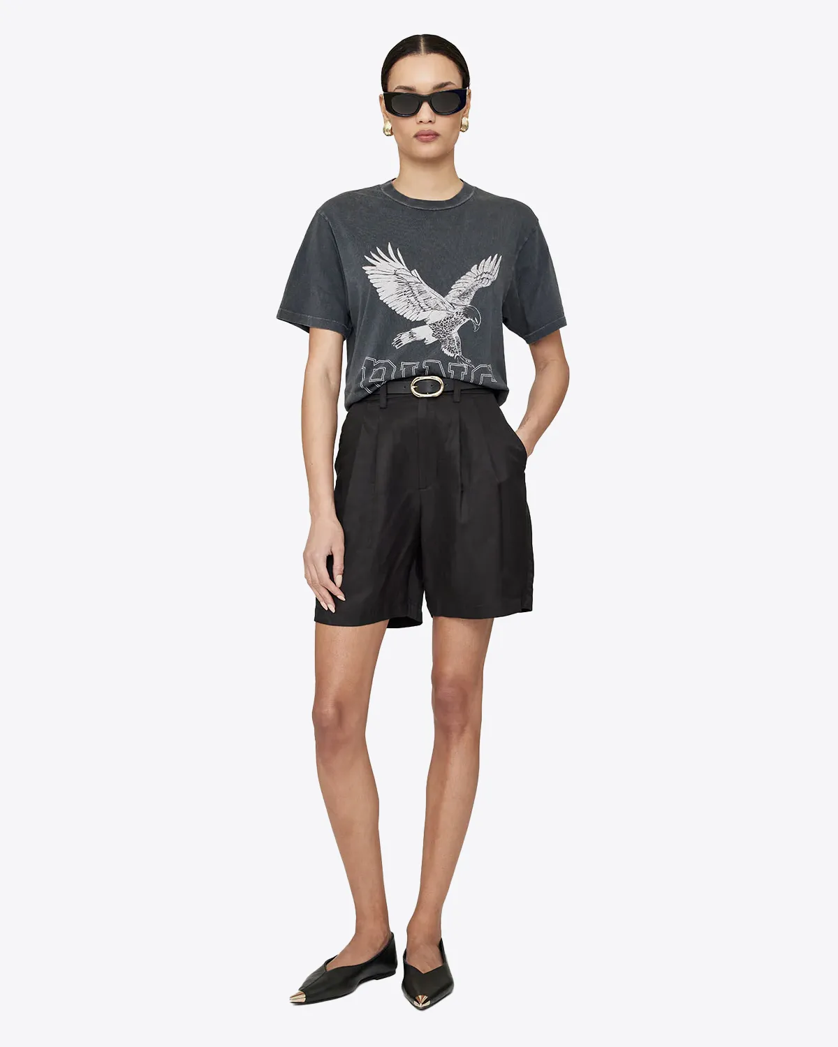 Anine Bing Tee-Shirt Lili Tee Retro Eagle Noir Délavé