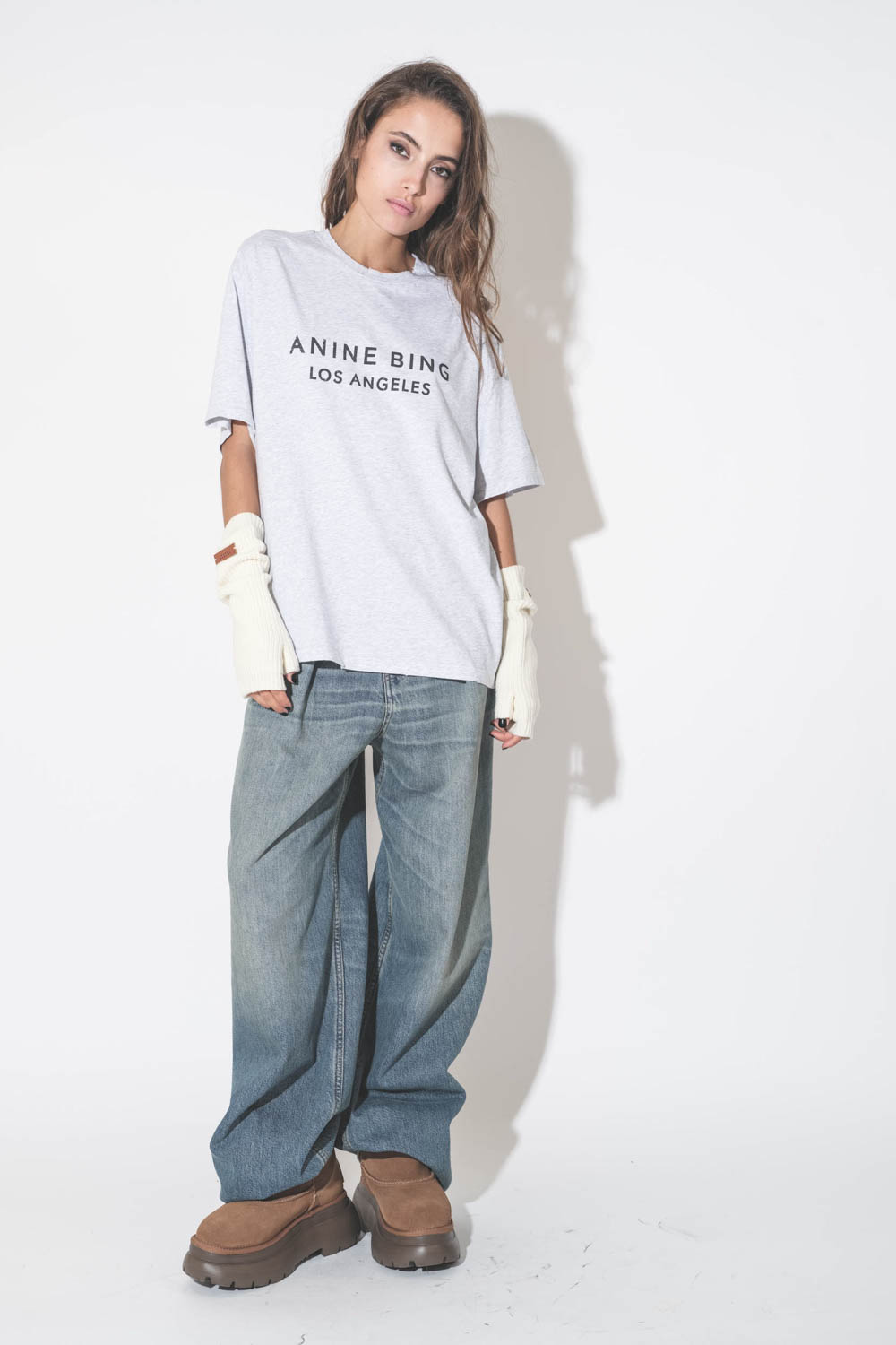 Anine Bing Tee-Shirt Myers – Gris Chiné