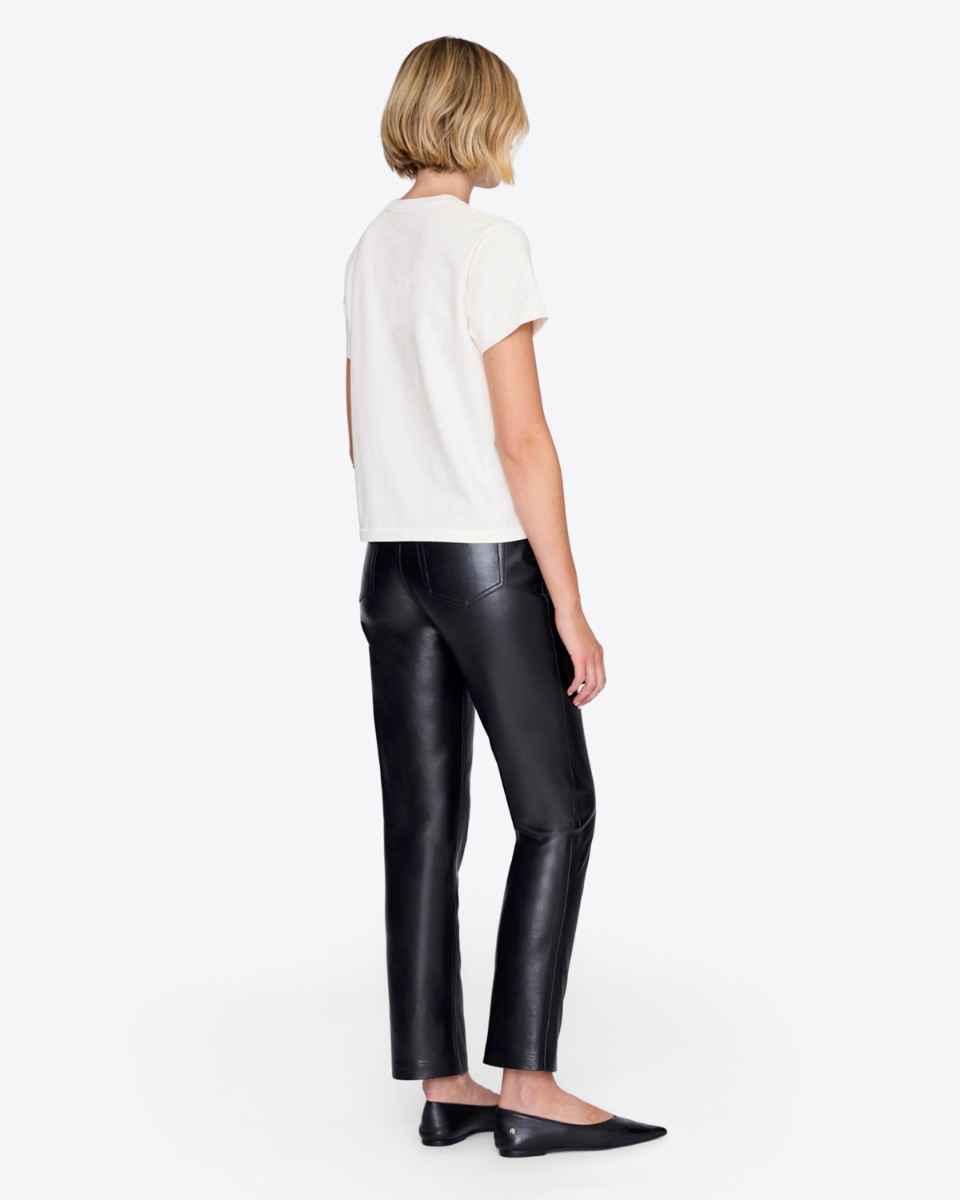 T-shirt manches courtes Shelley &laquo; I see you I love you &raquo; en coton cr&egrave;me Anine Bing, port&eacute; de dos.