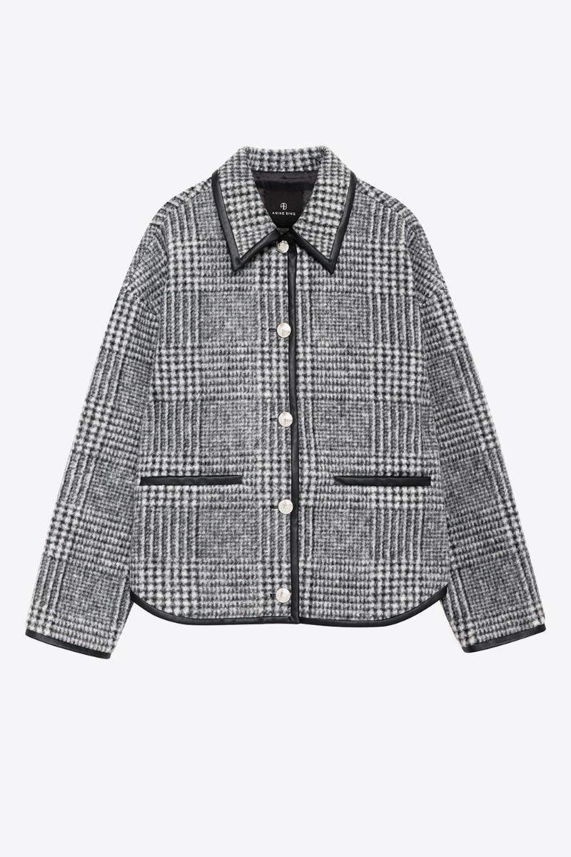 Produit Veste Camden Anine Bing prince-de-galles noir et écru. Vue de face.