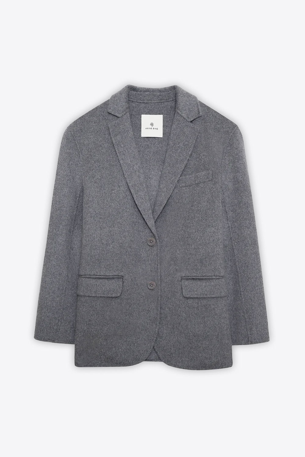 Produit Veste blazer Quinn Anine Bing en laine et cachemire gris. Vue face. 
