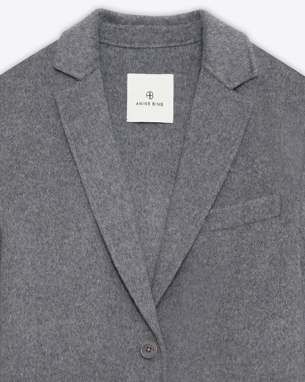 Veste blazer Quinn Anine Bing en laine et cachemire gris. Vue face. 
