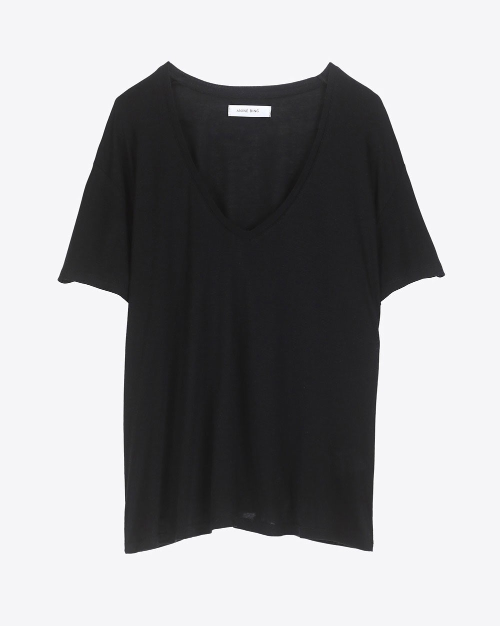 Anine Bing Permanent Deep V neck TShirt - Black 