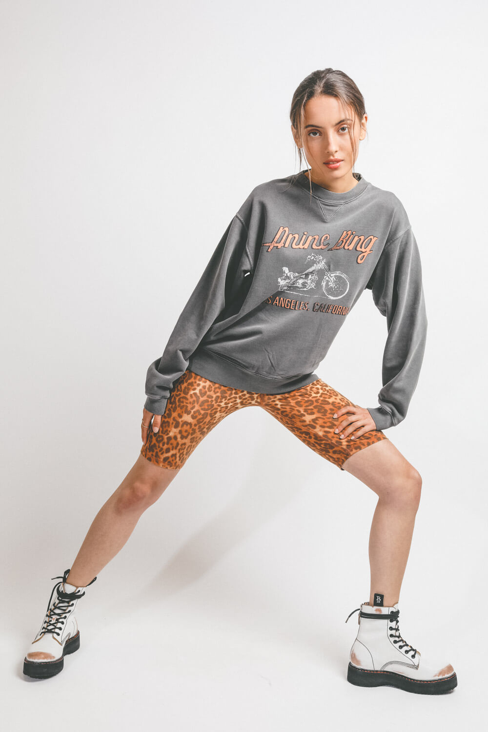 Image du produit Anine Bing Ramona Sweatshirt Motorcycle - Charcoal   - 4