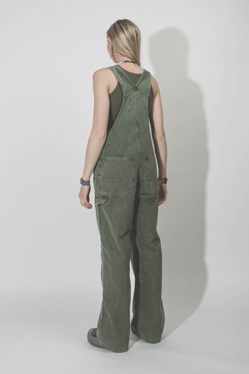 Salopette en toile kaki Damon Overall Olive R13 Denim. Dos.