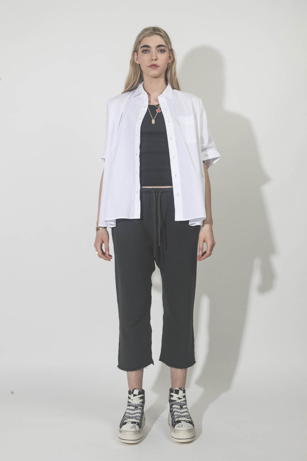R13 Denim Collection Oversized Boxy Button Up Shirt White