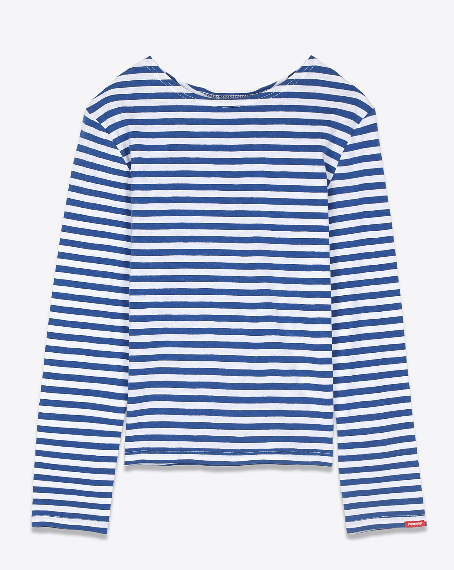 Marinière Denimist Boatneck Tee à rayures bleues.