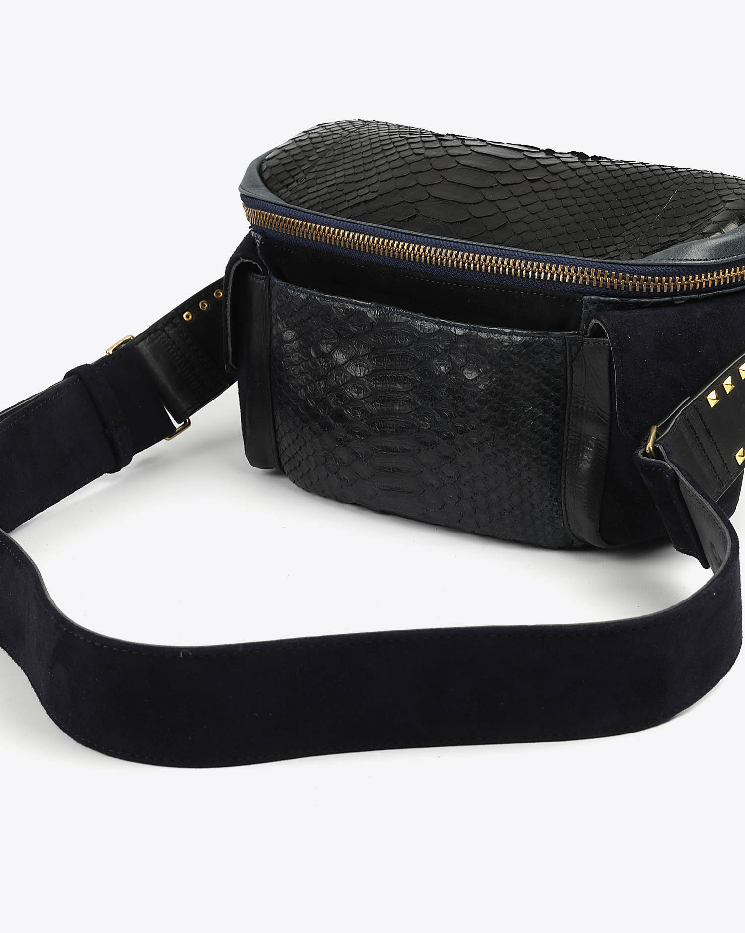 Image du produit Claris Virot Sac Banane Python Jules Bleu Marine et Noir  - 2