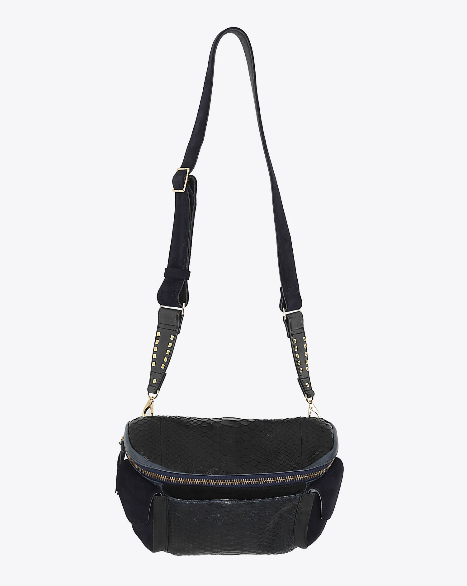 Image du produit Claris Virot Sac Banane Python Jules Bleu Marine et Noir 