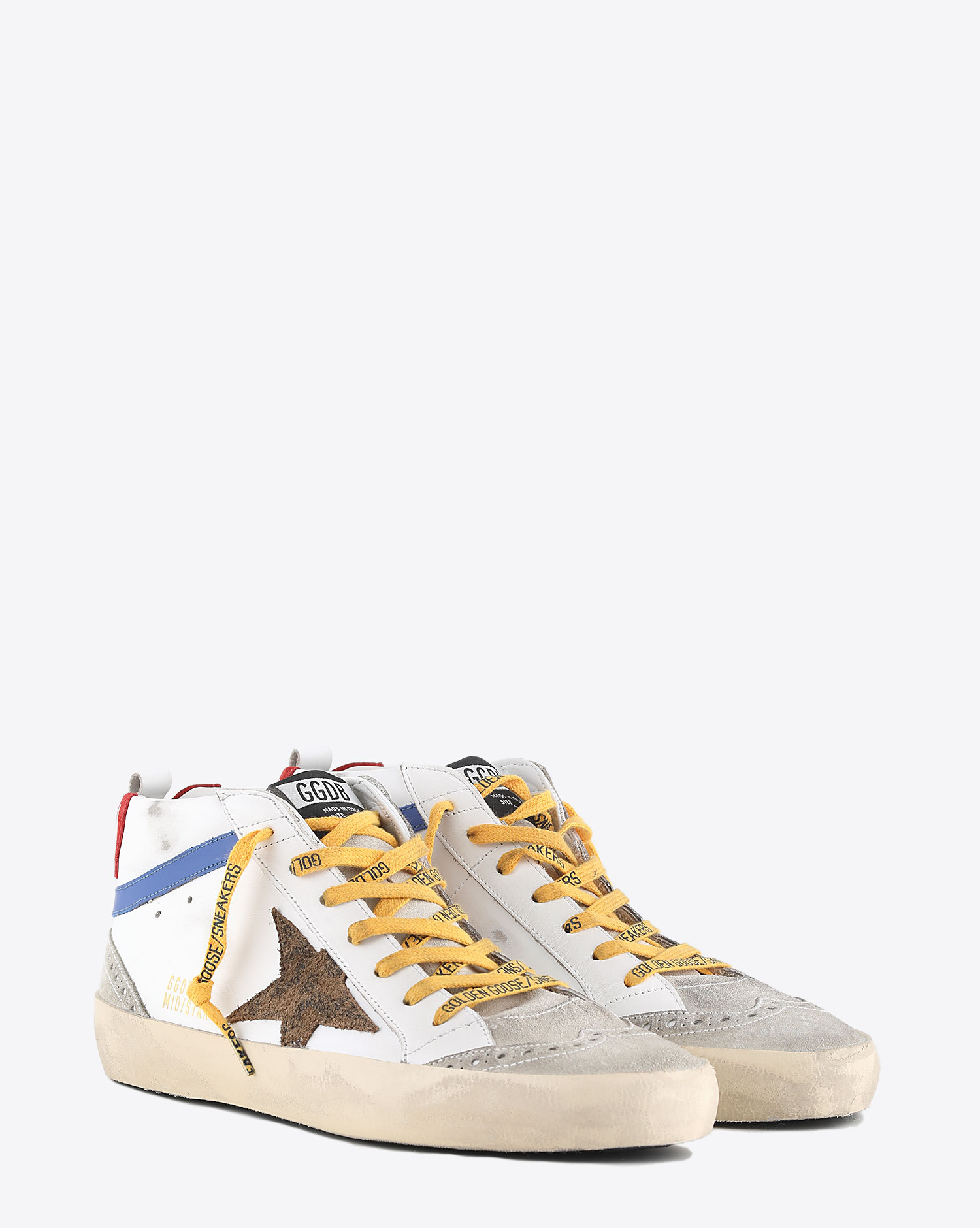 Sneakers Golden Goose homme MidStar Beige Blue Red 10784. Face.
